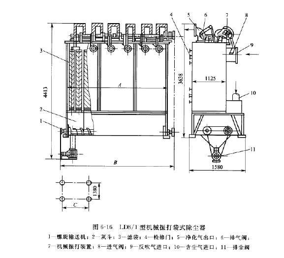DLMC型組合式脈沖噴吹扁袋式除塵器基本參數(shù)