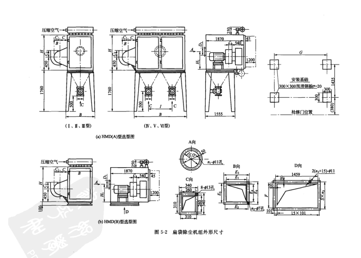 扁袋除塵機組外形尺寸